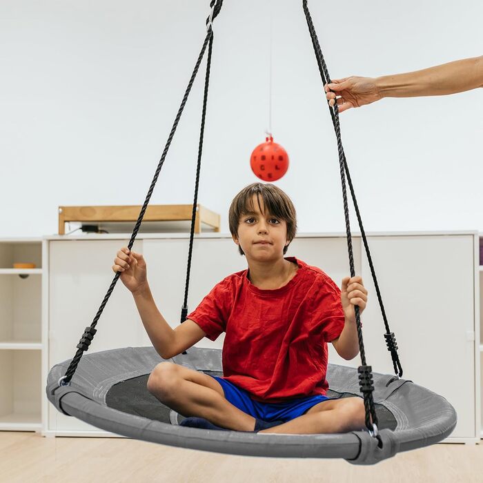 Сітчаста гойдалка ZERRO Nestschaukel для дітей та дорослих, Ø120см, до 150кг, регульована висота, сіра