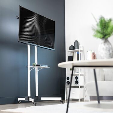 ТВ-візок VIVO Mobiler для телевізорів 32-83 дюймів (до 50 кг), LCD LED OLED 4K, з підставкою для ноутбука та DVD, білий STAND-TV03W