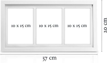 Фоторамки для 3 фотографій 10x15 см-фоторамки з дерева, пластикового скла, металева підвіска, підставка і паспарту Мультикадри для фотографій колажі - (набір з 3 фотографій 10x15 (9 зображень), білий)