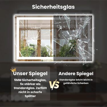 LED дзеркало для ванної кімнати 60x80 см з підсвічуванням, сенсорне, регульоване, 3 кольори світла, антизапар, IP44, вертикальна/горизонтальна установка