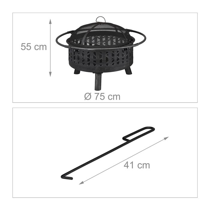 Вогнище Relaxdays з грилем та захистом від іскор