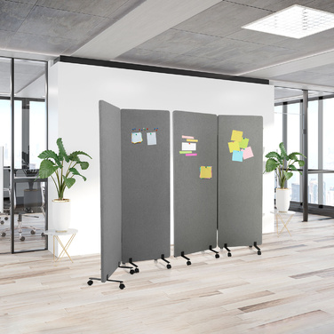 Набір з 2-х мобільних акустичних перегородок FLEXMIUT, темно-сірий колір, hjh OFFICE