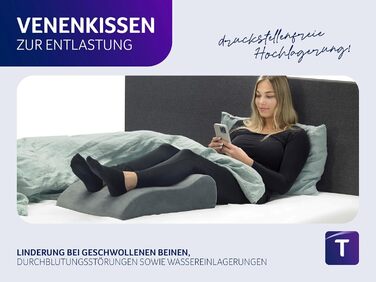 Ортопедична подушка для ніг Traumnacht Medical для запобігання пролежнів, бавовняний двошаровий чохол, сертифікат Öko-Tex, виробництво за німецькими стандартами якості. Чохол: бавовна, білий (з Visco-накладкою)