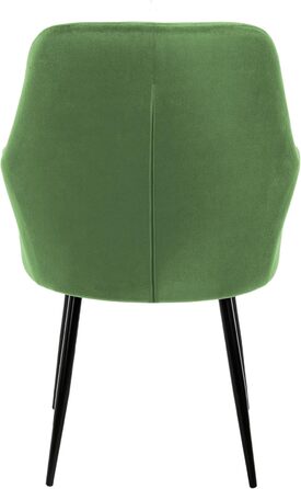 ECD Germany Комплект з 6 обідніх стільців з м'яким оксамитовим сидінням, металевими ніжками та підлокітниками, для вітальні та кухні, світло-зелений колір