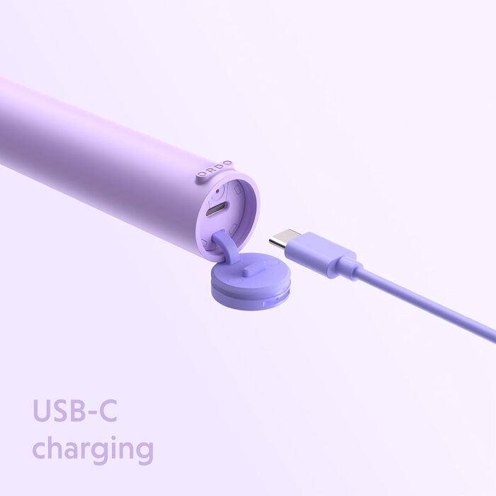 Електрична зубна щітка Ordo Sonic Lite з 35 000 імпульсів/хв, для дорослих, 2 режими, акумулятор до 5 тижнів, таймер, водонепроникна, USB-C, колір Лаванда