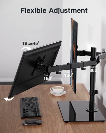 Кріплення для монітора ErGear 2 монітори, 13-32 дюйми, VESA 75/100mm, 8кг, поворот 180°/360°