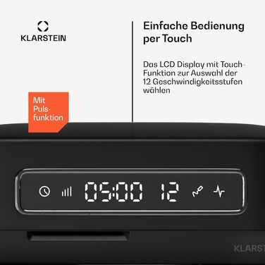 Кухонна машина Klarstein Chiara 1600W: 5л чаша з нержавіючої сталі, 12 швидкостей, LCD-дисплей, тиха робота (≤72 дБ), набір для випічки, корпус з алюмінію, чорний колір