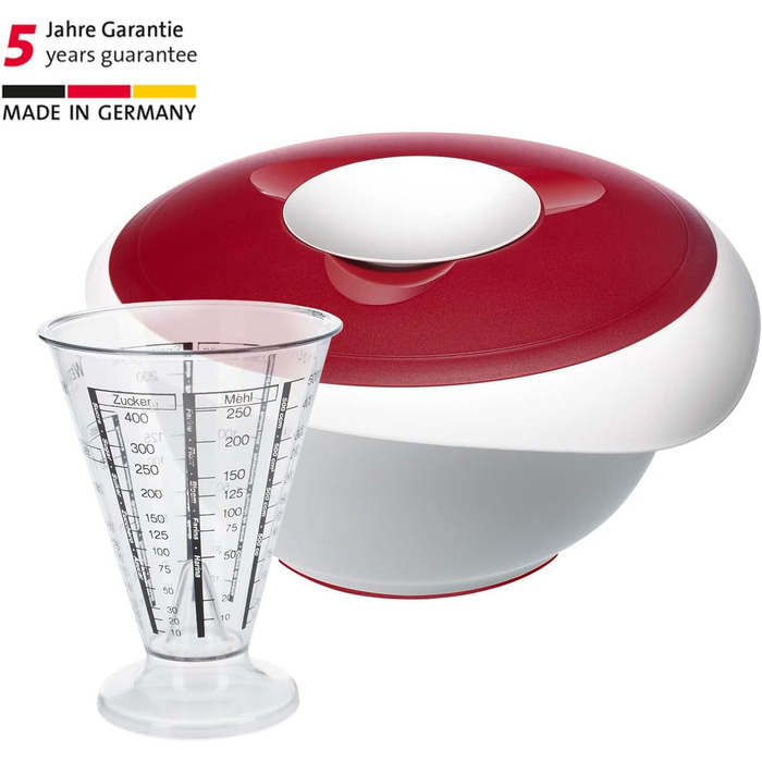 Набір для випічки Westmark Back-Set 4 шт. з мисками, вінчиком, мірним посудом та скребком/демідером, пластик, білий/червоний/прозорий