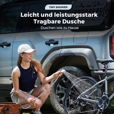 Портативна душова кабіна FLEXTAILGEAR Tiny Shower з помпою, 2.2м шланг, USB-C зарядка та 2 режими економії води, для відпочинку, подорожей, саду, пляжу та тварин
