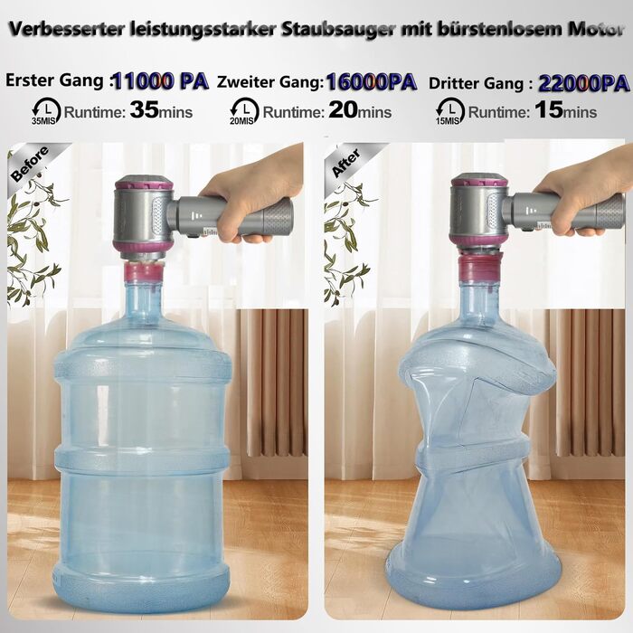 Акумуляторний ручний пилосос 3 в 1 для авто та дому, потужність 18000Па, 3 режими швидкості, 200 000 об/хв, бездротовий міні-пилосос для диванів, кухні, офісу та шерсті тварин