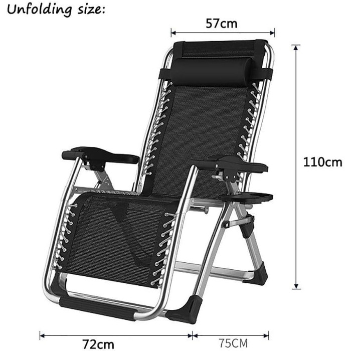 Лежак для відпочинку Klappbar, великий, для саду, патіо, пляжу, басейну, з подушкою, вантажопідйомність 200 кг (срібний)