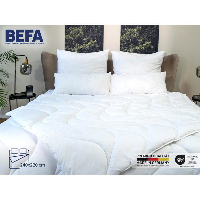 Ковдра зимова BEFA CARE 240x220 см, Мікрофібра з Алое Вера, Oeko-Tex 100 Class 1, Зроблено Німеччина