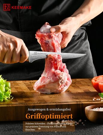 KEEMAKE Набір кухонних ножів: професійний ніж шеф-кухаря з захистом леза, універсальний ніж для м'яса, овочів та риби (15 см)
