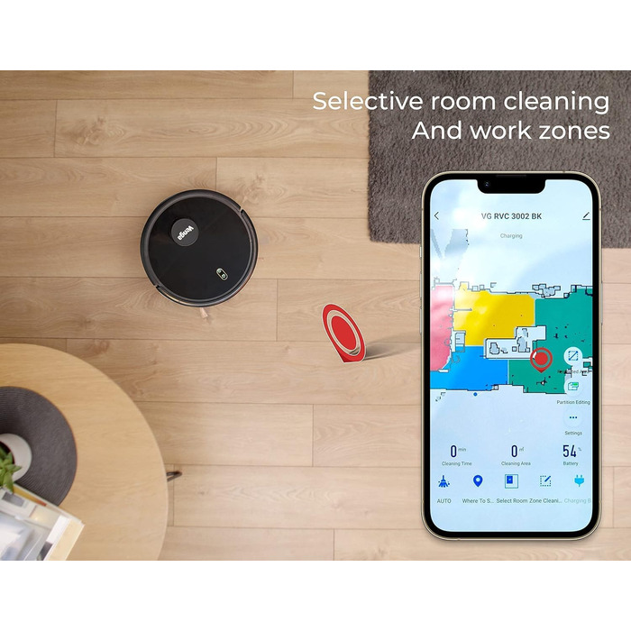 Робот-пилосос VG RVC 3002 BK: лазерна навігація, керування через додаток, чорний колір