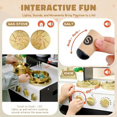 Дерев'яна іграшкова кухня для дітей – інтерактивний набір з 12 аксесуарами, від 3 років