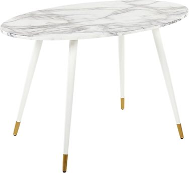 Стільниця Beliani Glamour з МДФ під мармур, біла, овальна, 120 x 70 см, металеві ніжки