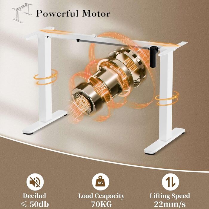 Електричний підйомний механізм для столу 2-рівневий з пам'яттю, регулювання висоти, ніжки для столу (Білий)