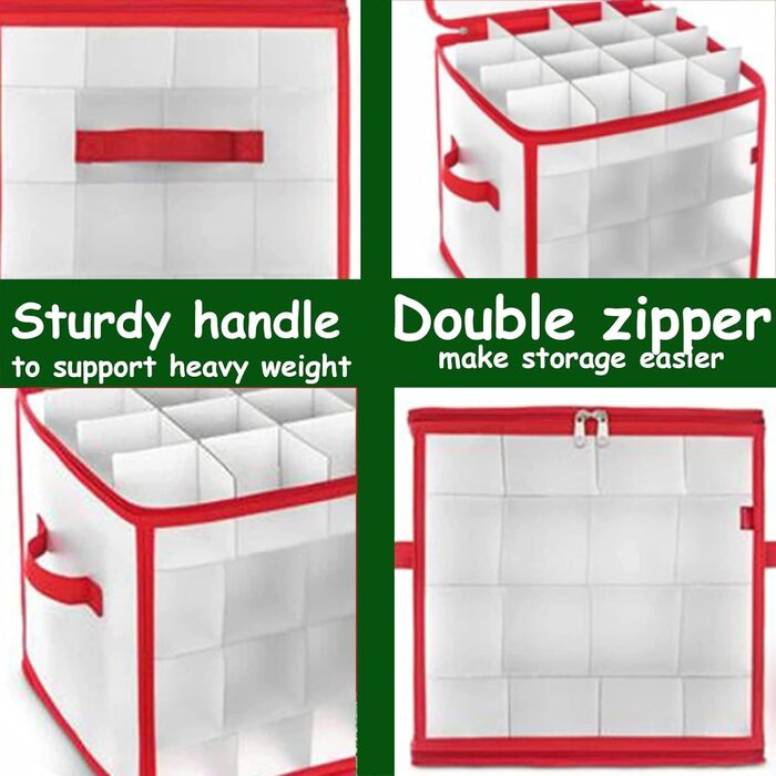 Коробка для зберігання 64 новорічних кулі - Складана сумка для прикрас - Регульовані перегородки та ручки - Пилсторостісна декор-коробка (2 шт.)