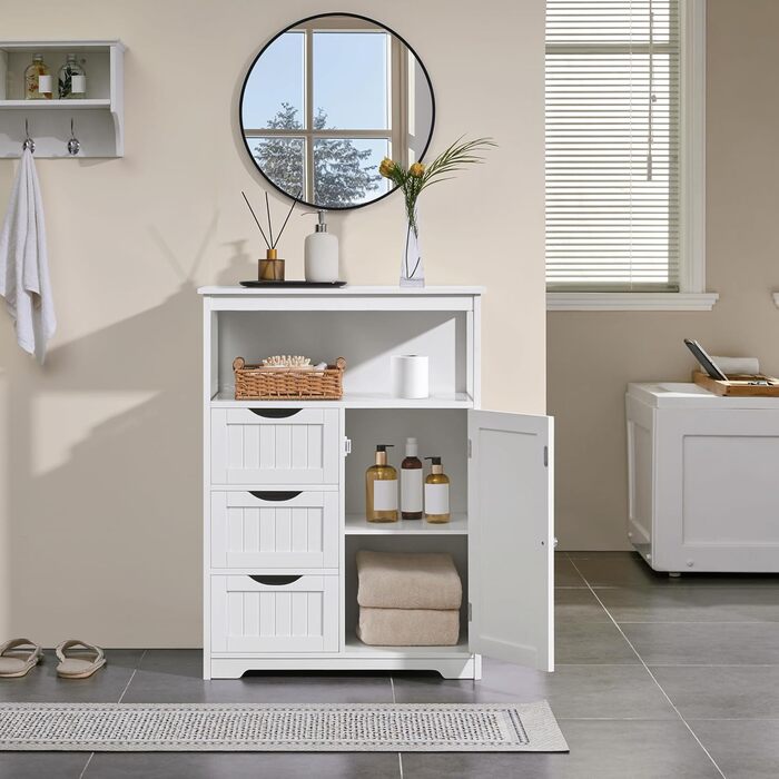 Шафка для ванної кімнати Yaheetech з 3 шухлядами та 1 дверцятами, регульовані полиці, 66 x 35 x 90 см