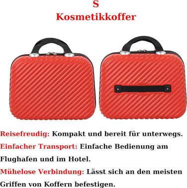 Візок для валізи Blade з твердим корпусом набір з 2-х частин візок валіза валіза для подорожей валіза ручна поклажа 4 здвоєні колеса - поліпропіленова валіза з твердим корпусом в комплекті (M валіза для ручної поклажі XS косметичка) - Рожеве золото (Черво