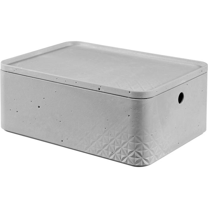 Ящик для зберігання CURVER з кришкою (4 л), набір з 3 шт. , Kunttoff, світло-сірий (бетон), торговий центр (M)