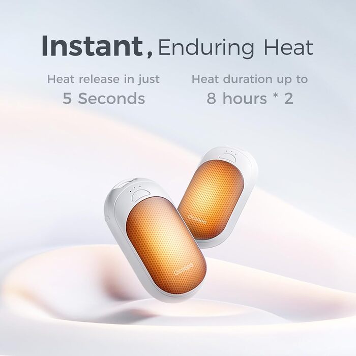 Електричні грілки для рук OCOOPA 2 шт. з магнітною застібкою, 5000mAh, 3 режими нагріву, компактні, для рукавичок, сумки, зимові аксесуари, подарунки для чоловіків та жінок, фіолетовий/білий