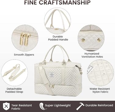 Спортивна сумка LOVEVOOK для жінок: велика дорожня сумка-мішок, weekender, з косметичкою, відділенням для взуття, водонепроникна, для подорожей, спортзалу, кемпінгу (M-3шт, Бежевий)