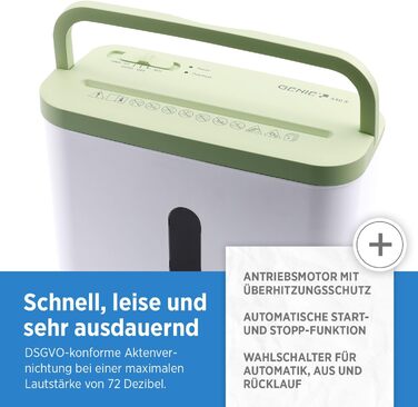 Шредер Genie 440 X II P4: актовий, з автоматичним стартом, 9л, для дому та офісу, зелений