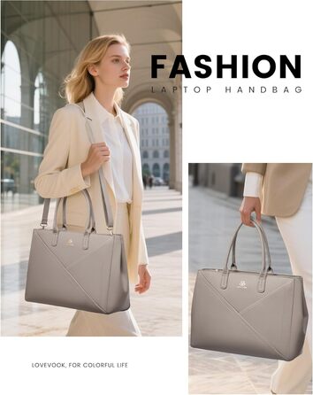 LOVEVOOK Сумка для ноутбука 15.6 дюймів, жіноча, велика, з натуральної шкіри, на плечі, для роботи, навчання, офісу, універсальна, сумка-шоппер, тоут, для жінок