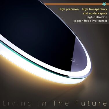 LED дзеркало для ванної кімнати KWW 80 см з регулюванням кольору, протитуманне, диммер, сенсорне керування