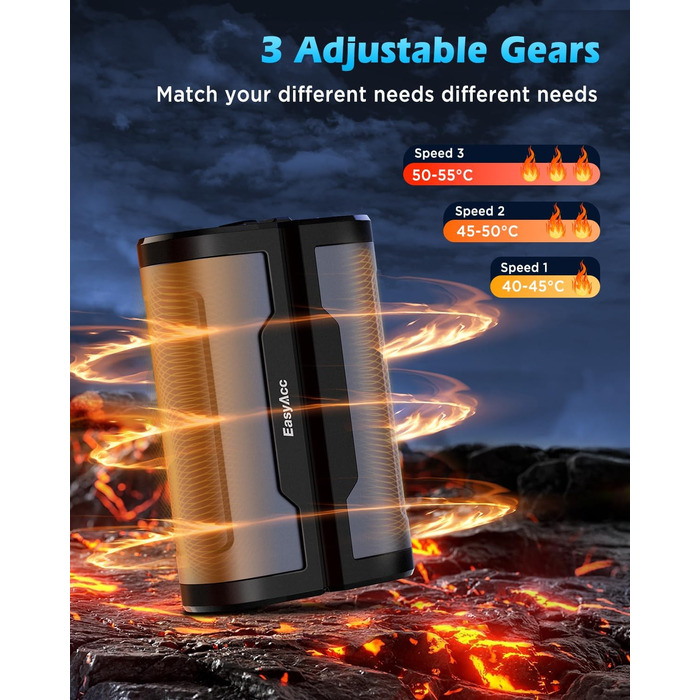 EasyAcc Портативний акумуляторний гріти руки чорного кольору - великий (сірий)