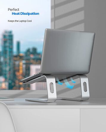 Підставка для ноутбука NULAXY, регульована, алюміній, сумісна з Dell, HP, Samsung, Lenovo (10-16 дюймів), чорний/сріблястий