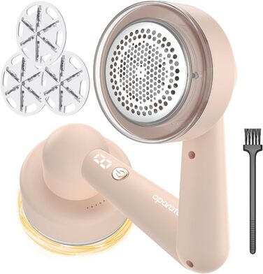 Електричний видалення ворсу для одягу та дому: портативний фетровий щітка-фетроріз з 3 змінні леза та щіткою для чищення. Підходить для одягу, ковдр, подушок, меблів та килимів. Колір: бежевий