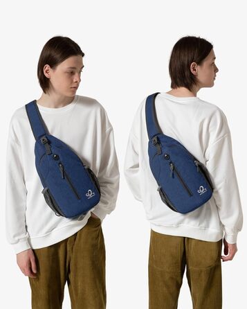 Рюкзак WATERFLY Sling Сумка Сумка через плече Сумка через плече Регульований ремінь рюкзака Туристичний нагрудний рюкзак для чоловіків і жінок (темно-синій)