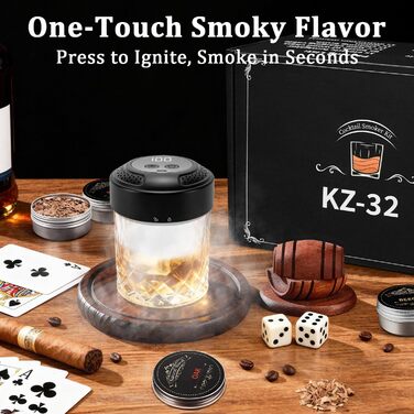 Електричний набір для копчення віскі, подарунковий набір для чоловіків, для приготування коктейлів, з 6 смаками, дерев'яні стружки, подарунок на день народження, різдвяний подарунок