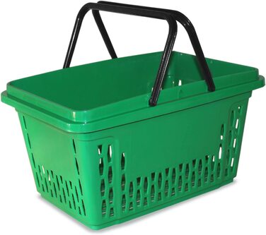 Пластикові кошики для покупок з 2 вішалками 40 літрів поліпропіленові барвисті колірні рішення (10, зелений)