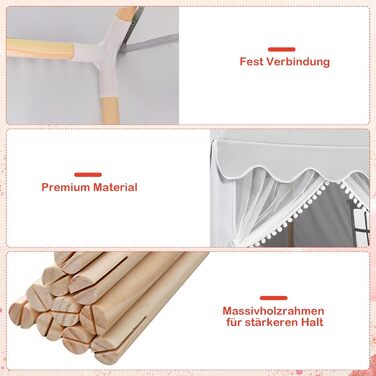 Дитячий намет DREAMADE з м'якою дахом та вікнами, дерев'яний каркас, ігровий будиночок, намет Тіпі для хлопчиків та дівчаток (сірий)