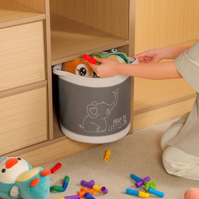 Набір кошиків для зберігання 3 шт. з плетеного полотна, кошики для іграшок, білизни, органайзер для дитячої кімнати, для іграшок, одягу, м'яких іграшок, місткі та надійні кошики (серія 