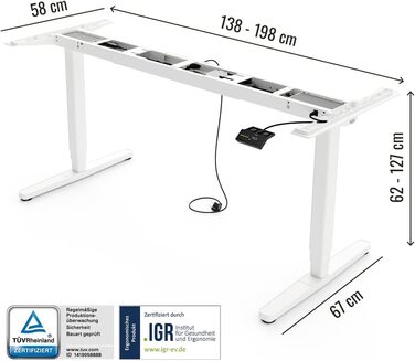 Рамка Yaasa Frame S для столу, регулювання висоти, USB-порт, 2-х рівневий телескопічний механізм, блокування клавішами (білий)