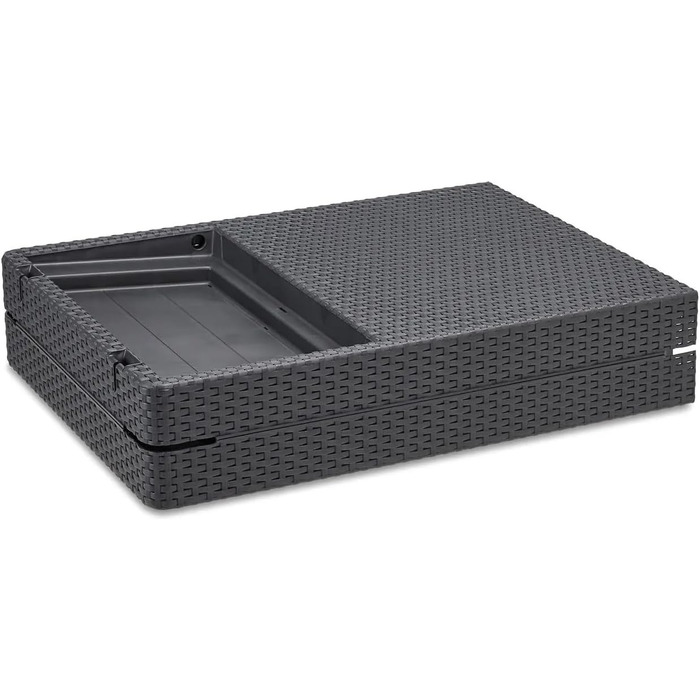 Шезлонг Keter Jaipur для саду з регульованою спинкою, сірий, з подушкою, 187 x 58 x 29 см (імітація ротангу)