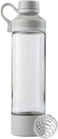 Скляна пляшка для пиття BlenderBottle Mantra зі скляним отвором для пиття та BlenderBall, підходить як пляшка для йоги, пляшка для води та протеїновий шейкер, без бісфенолу А, масштабована до 530 мл, мл, рожево-рожевий (Pebble Grey, 600)