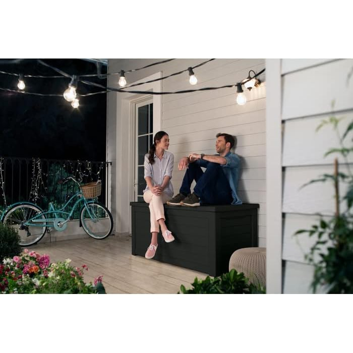 Ящик для зберігання Keter Blackwood 623л, чорний - водонепроникний, з газовими амортизаторами, витримує до 272 кг