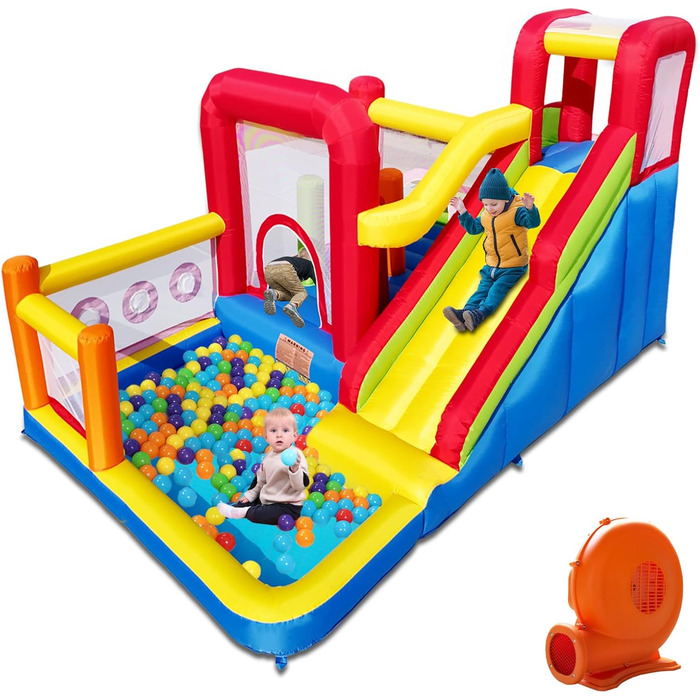 Надувний замок для дітей з насосом, міцний матеріал, для 3-4 дітей, 315x245x194 см (HSH2)