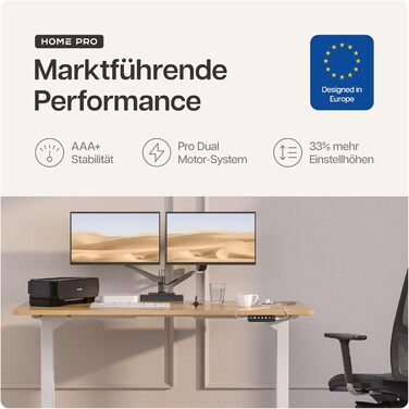 Регульований стіл Desktronic з підйомним механізмом - електричний, з сенсорним керуванням, білий. Висока вантажопідйомність.