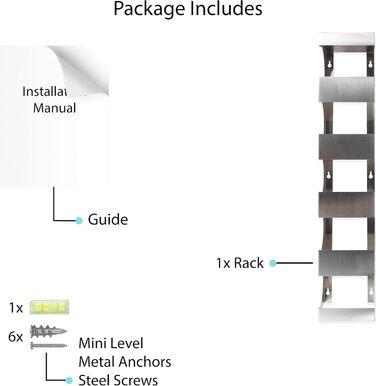 Стійка для вина Brightmaison з нержавіючої сталі, 5 пляшок, з верхньою полицею, сучасний дизайн, кріпиться на стіну