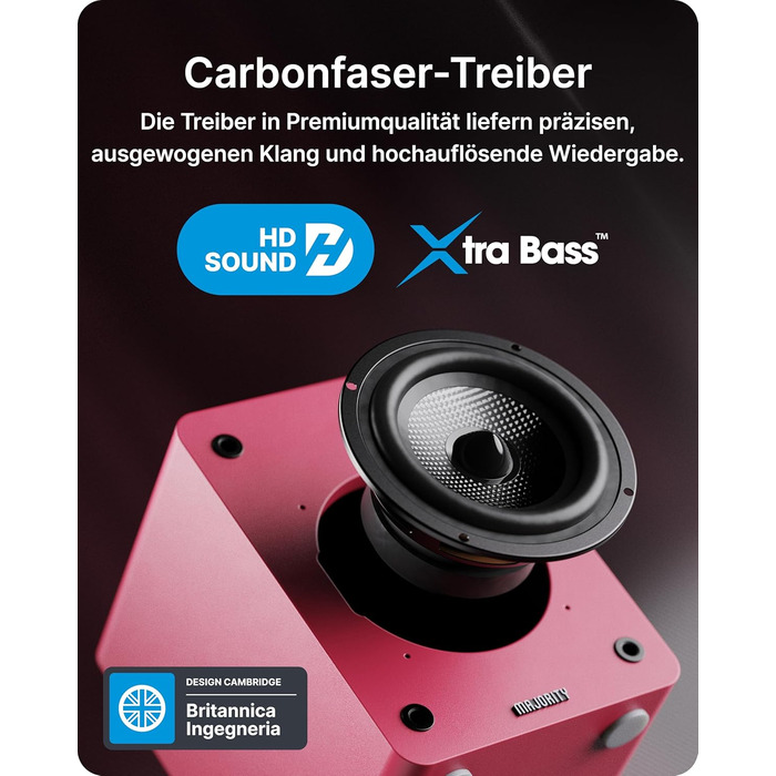 Активні HiFi колонки Majority D50X 60W 2.0 для ПК та ТБ, Bluetooth 5.3, HDMI ARC, AUX, студійні монітори з вуглецевим диффузором (каштановий колір)