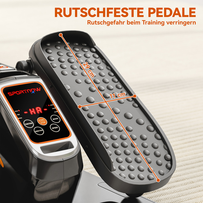 Електричний еліптичний тренажер, педальний пристрій з 12 регульованими рівнями швидкості, портативний, легкий, з пультом дистанційного керування, LED-дисплеєм, сталевим та пластиковим корпусом, чорного кольору.