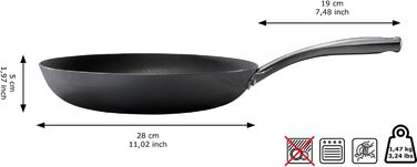 Сковорода SKOTTSBERG з чавуну товщиною 28 см, стійка до подряпин і іржі, високоякісна сковорода, виготовлена на заводі-виробнику для всіх типів плит