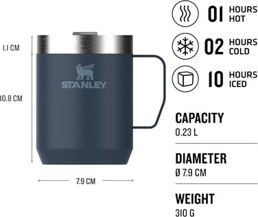 Термокружка Stanley Classic Legendary Navy 0.23L - З нержавіючої сталі, для кави з собою, BPA-Free, миється в посудомийній машині