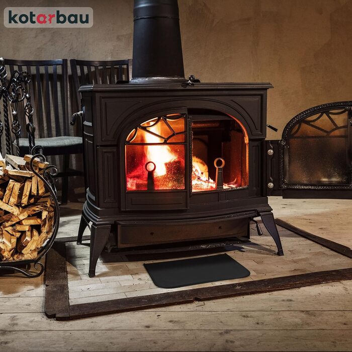 Підставка під камін KOTARBAU® з порошкового покриття, сталь, 30 x 50 см (Чорний)